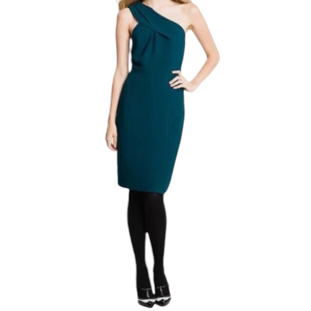 Tory Burch Ashlee One Shoulder Sheath Dress in Winter Teal 6
